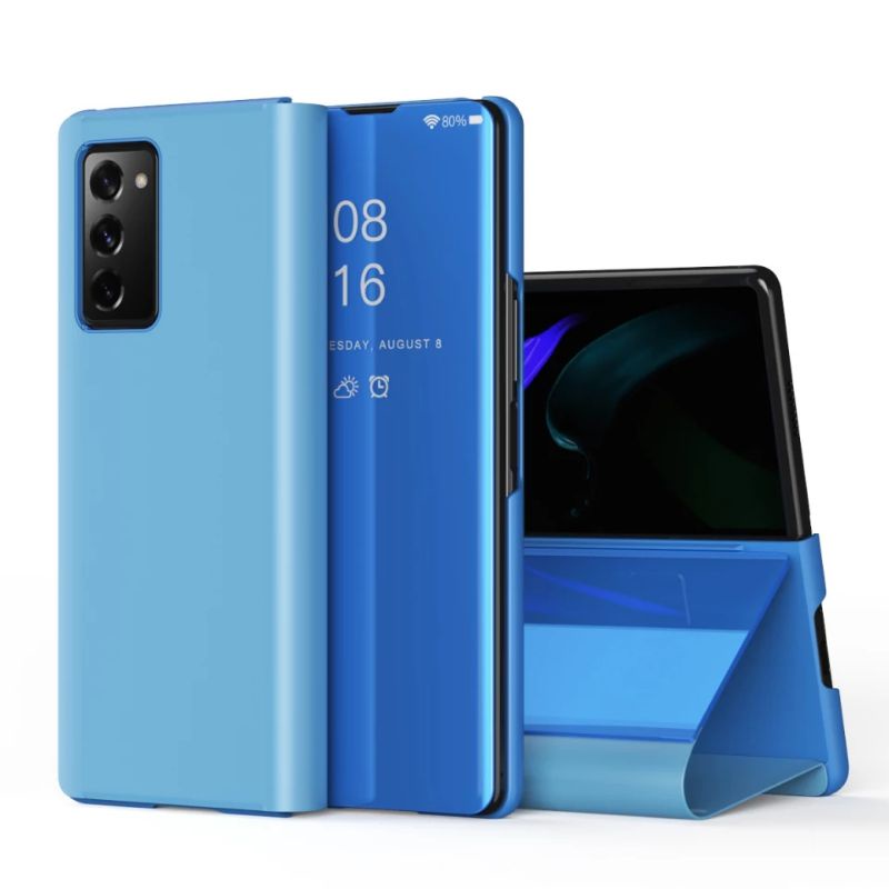 Flip Case Samsung Galaxy Z Fold 2 Fold2 5G Premium Clear View Flipcase Luxury Cover Mirror Casing Li
