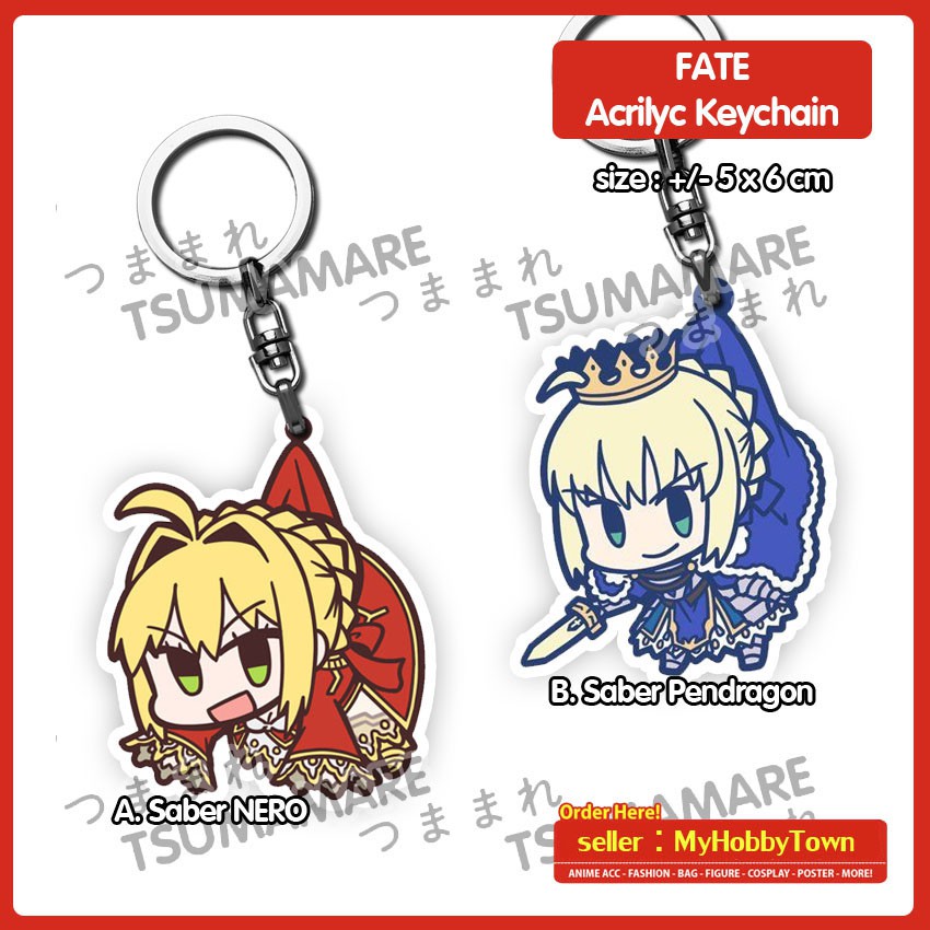 Gantungan Kunci Acrylic Anime Fate Saber Pinched Tsumamare (satuan)