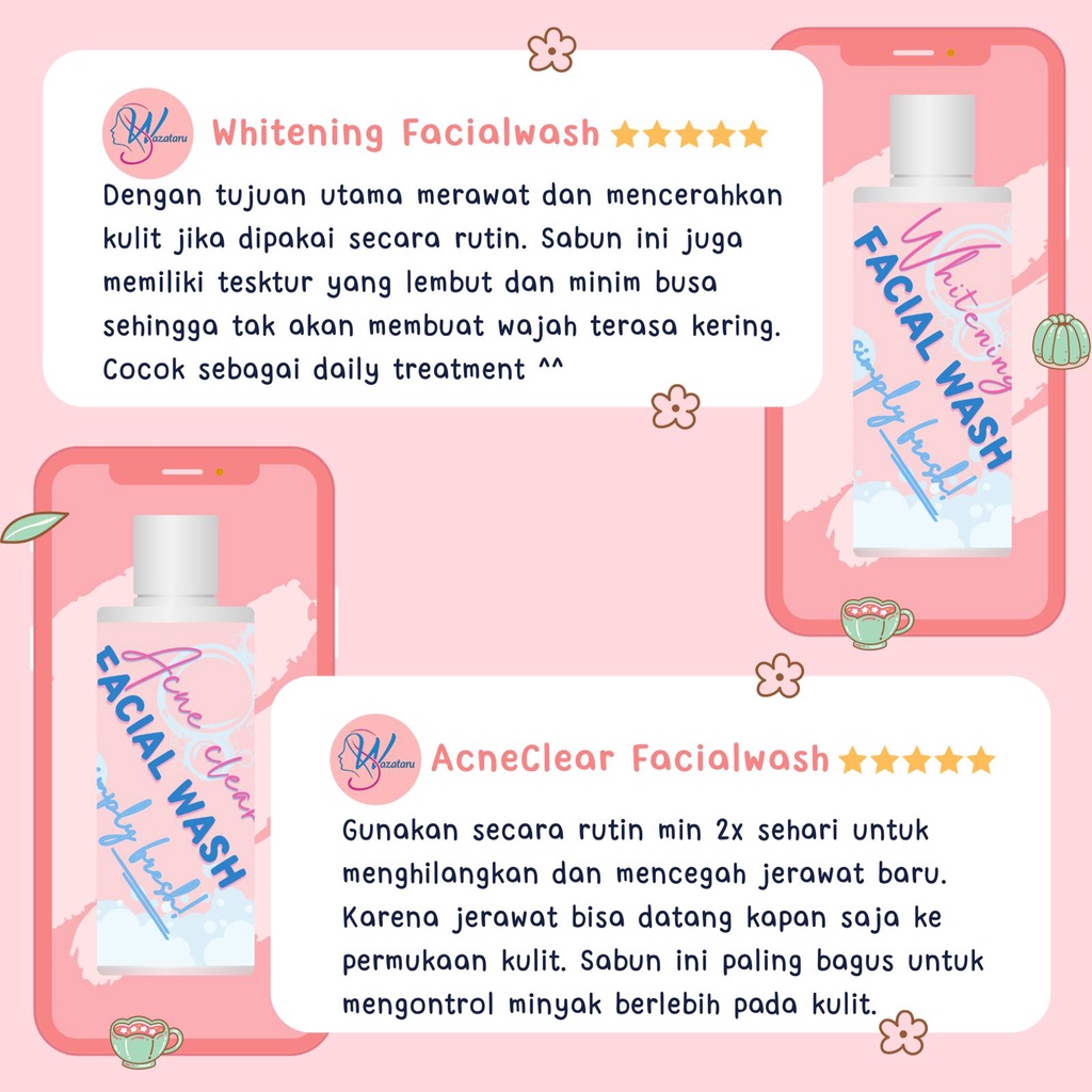 Sabun Glowing Kulit Susah Putih  - Sabun Pemutih Kulit - Sabun Jerawat - Whitening&amp;Acne Facial Wash by WAZATARU