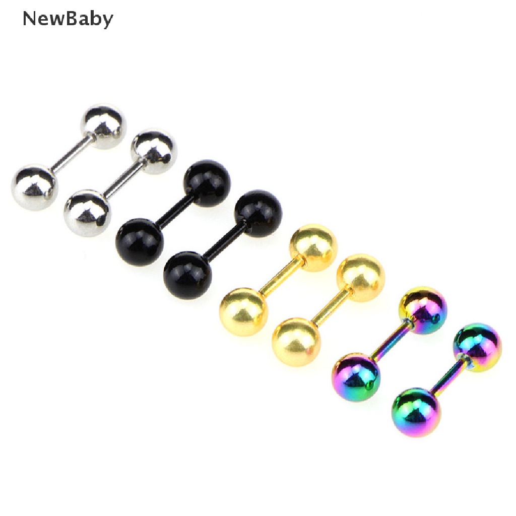 Anting Tindik Tulang Rawan Telinga Desain Barbell Bahan Stainless Steel Untuk Bayi