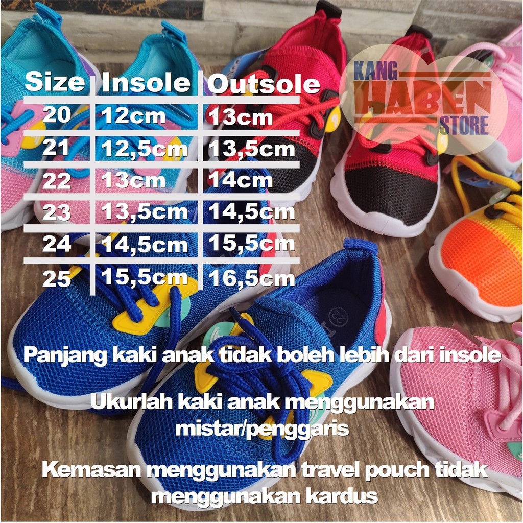 BX2020E Sepatu Anak Kecil Unisex Tali dengan Warna Cerah