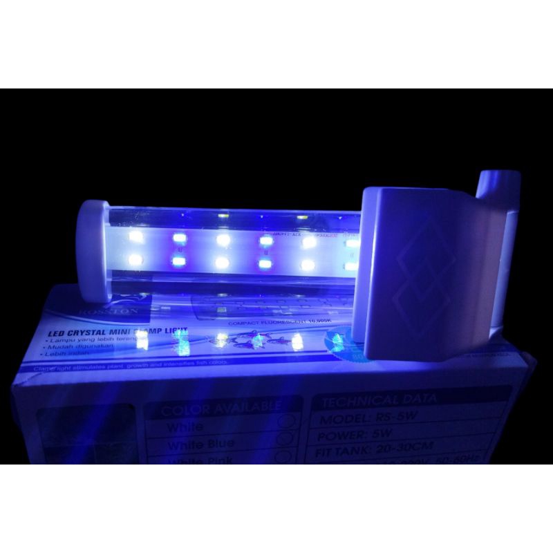 PROMO MURAH Lampu aquarium aquascape LED Crystal Mini Clamp Light Rosston RS 8watt