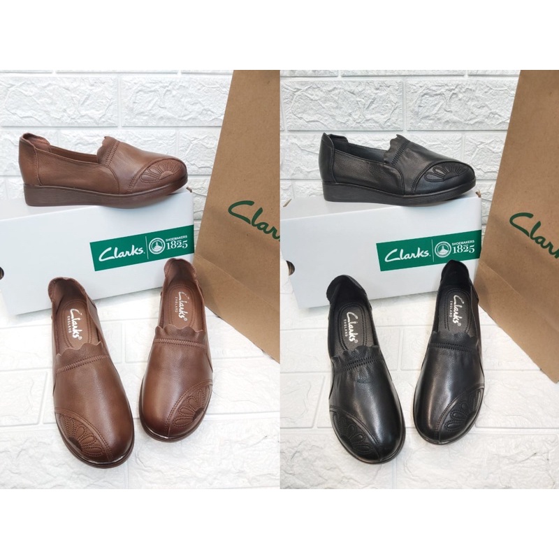 Sepatu clarks slip on 20233 wanita kulit sapi asli 100%