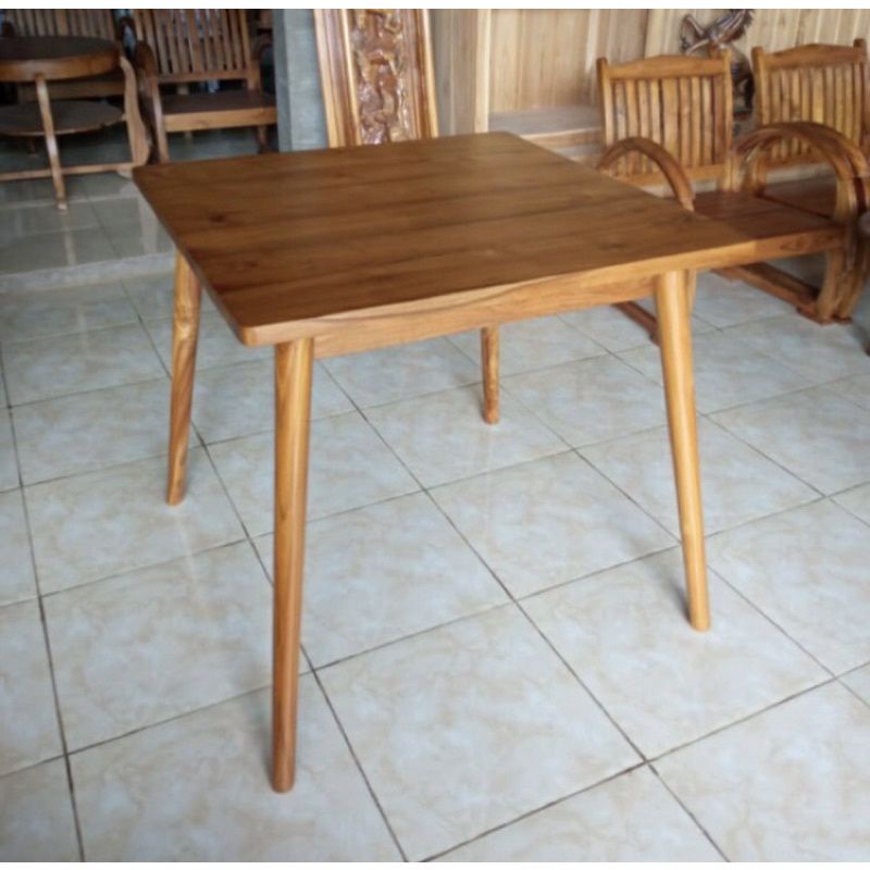 MEJA MAKAN CAFE UKURAN 80X80 TEBAL 3CM  KAYU JATI murah promo