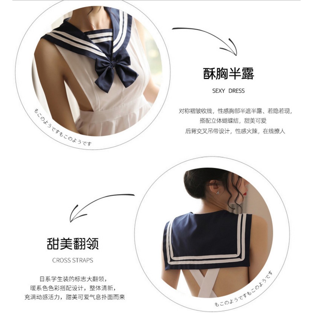 LI-111 maid sailor lingerie baju tidur wanita ungu seifuku seksi sexy cosplay