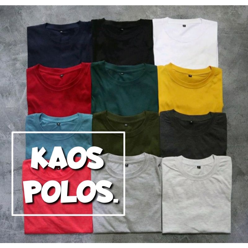 ( bisa cod ) KAOS POLOS pria wanita LENGAN PENDEK  baju cowok hitam murah crewneck oneck unisex term