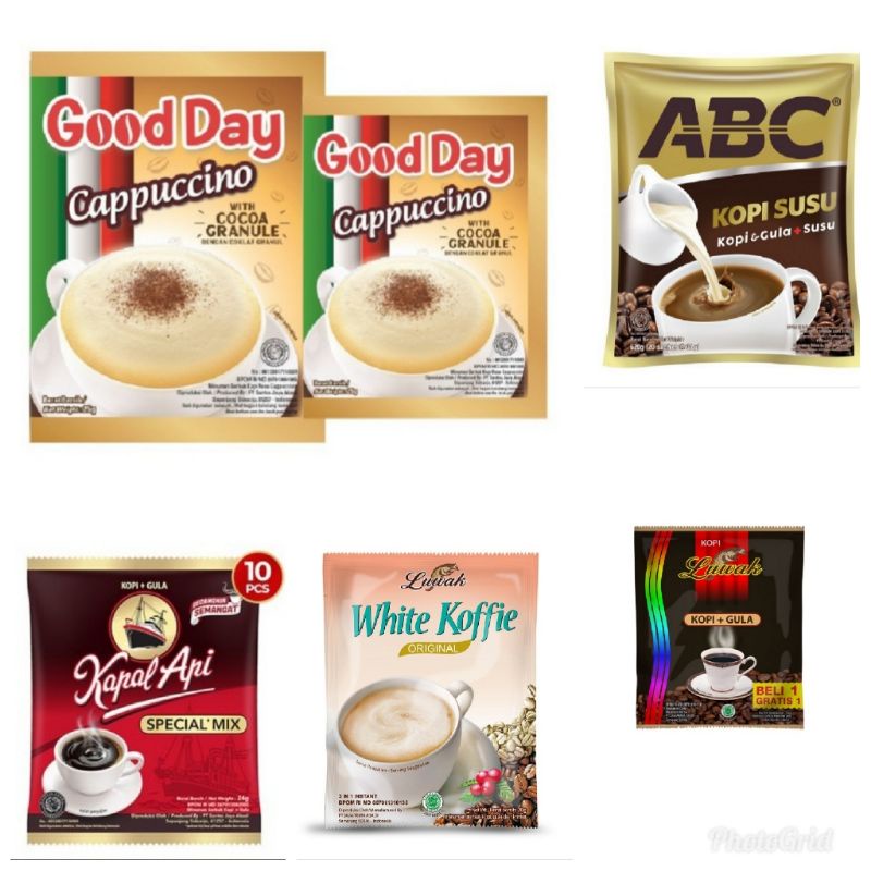 

Kopi sachet renceng abc susu luwak white koffie good day cappuccino kapal api special mix