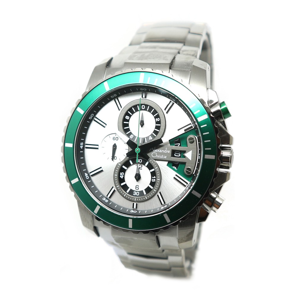 JAM TANGAN ALEXANDRE CHRISTIE AC 6455 PRIA ORIGINAL SILVER RING GREEN