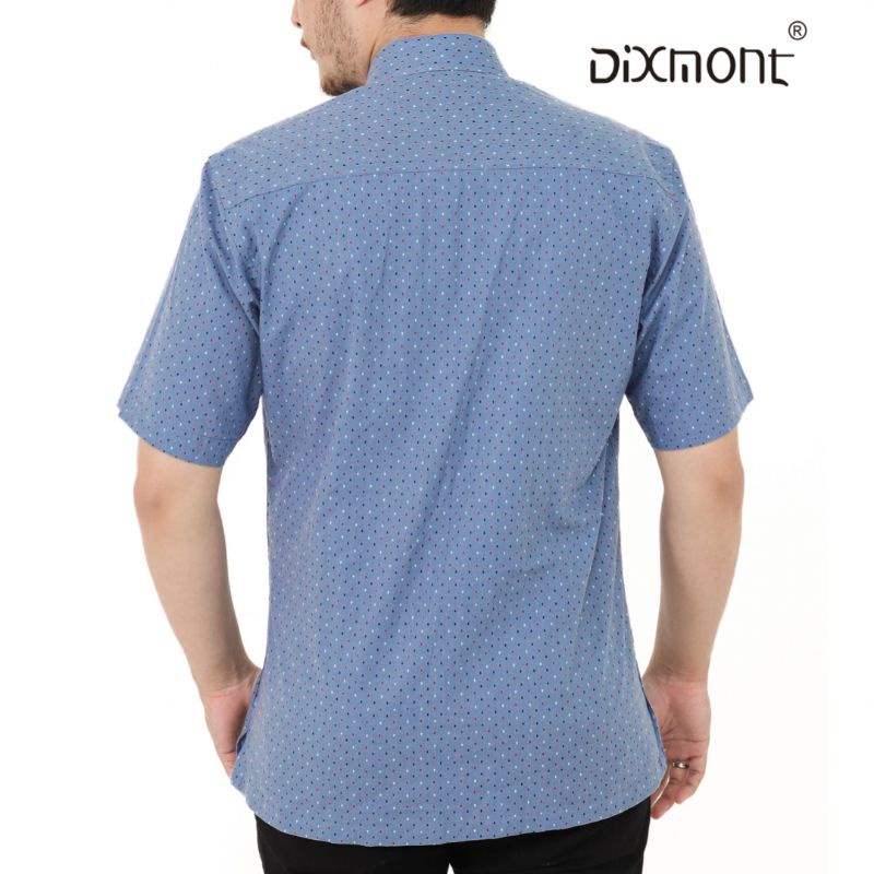 Dixmont Kemeja Pria Basic Formal Motif Lengan Pendek Hem MS01922