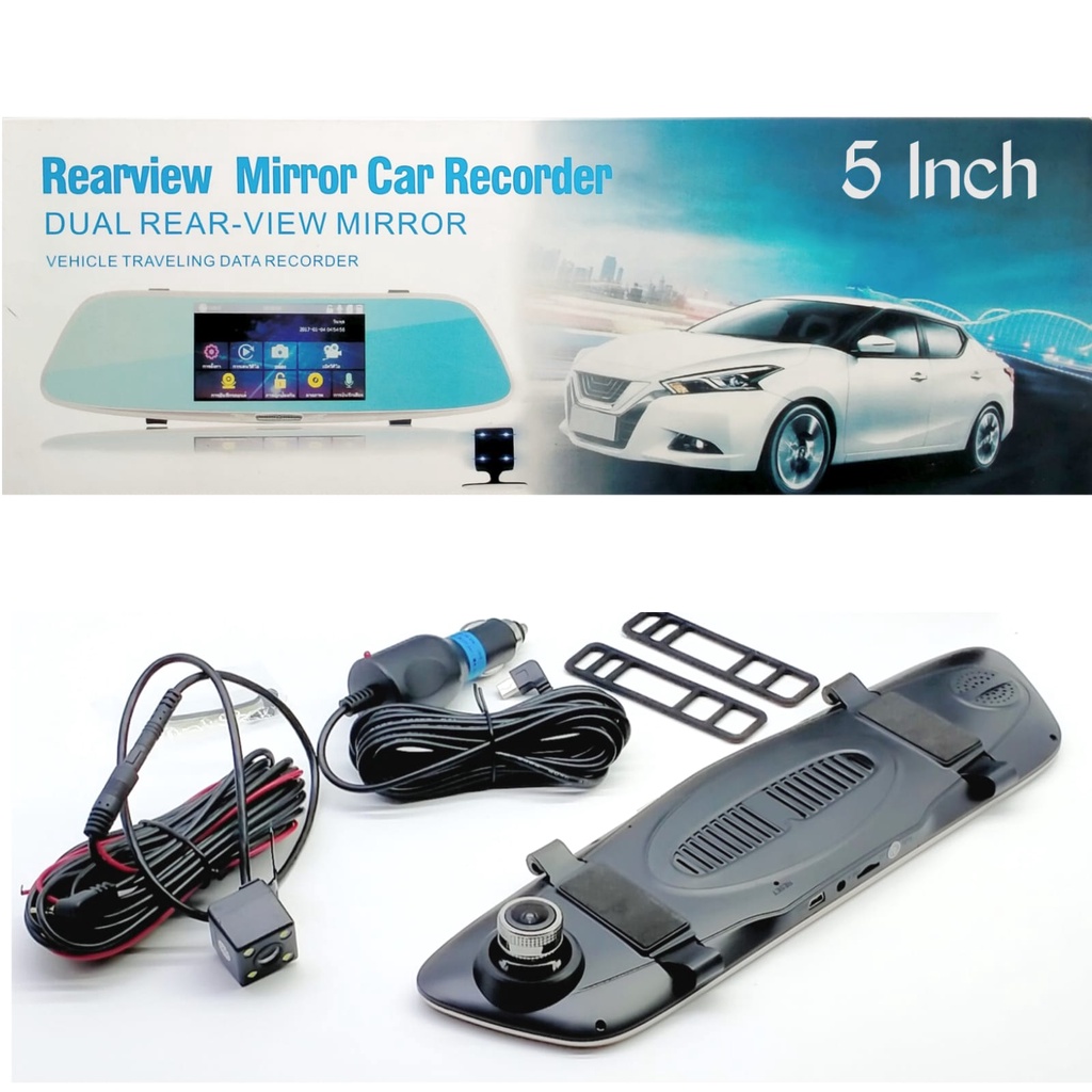 Full HD 1080P Mobil DVR lensa ganda kaca spion kamera Dash Perekam Video Mobil Auto Blackbox Cam 7&quot;