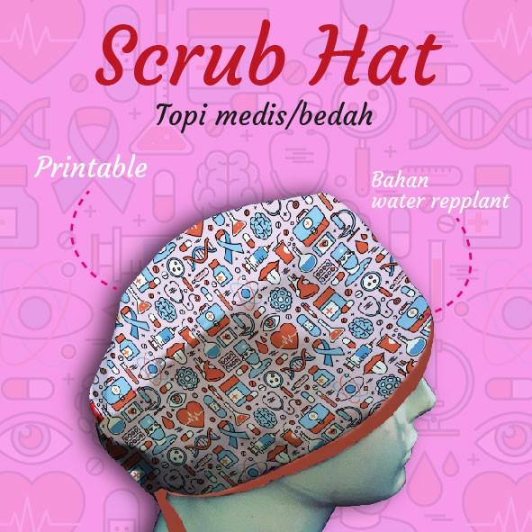 TOPI MEDIS / Scrub Hat Motif Digital Printing