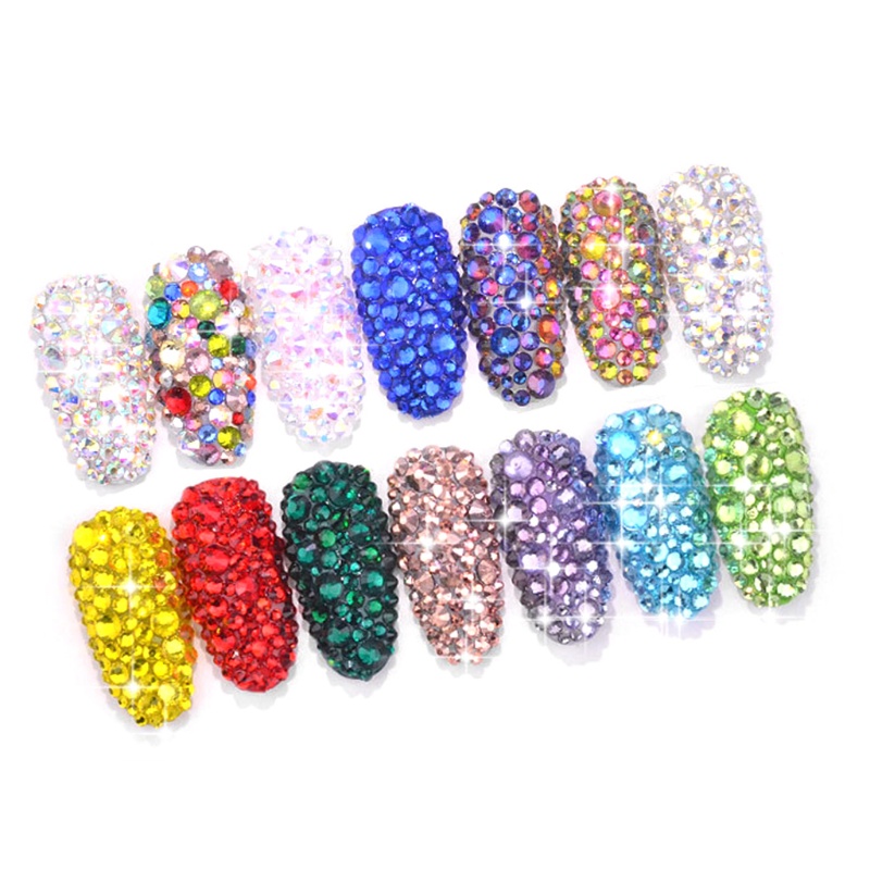 Siy 1440pcs Kristal Berlian Imitasi Glitter 3d 12 Ukuran Campur Untuk Dekorasi Nail Art