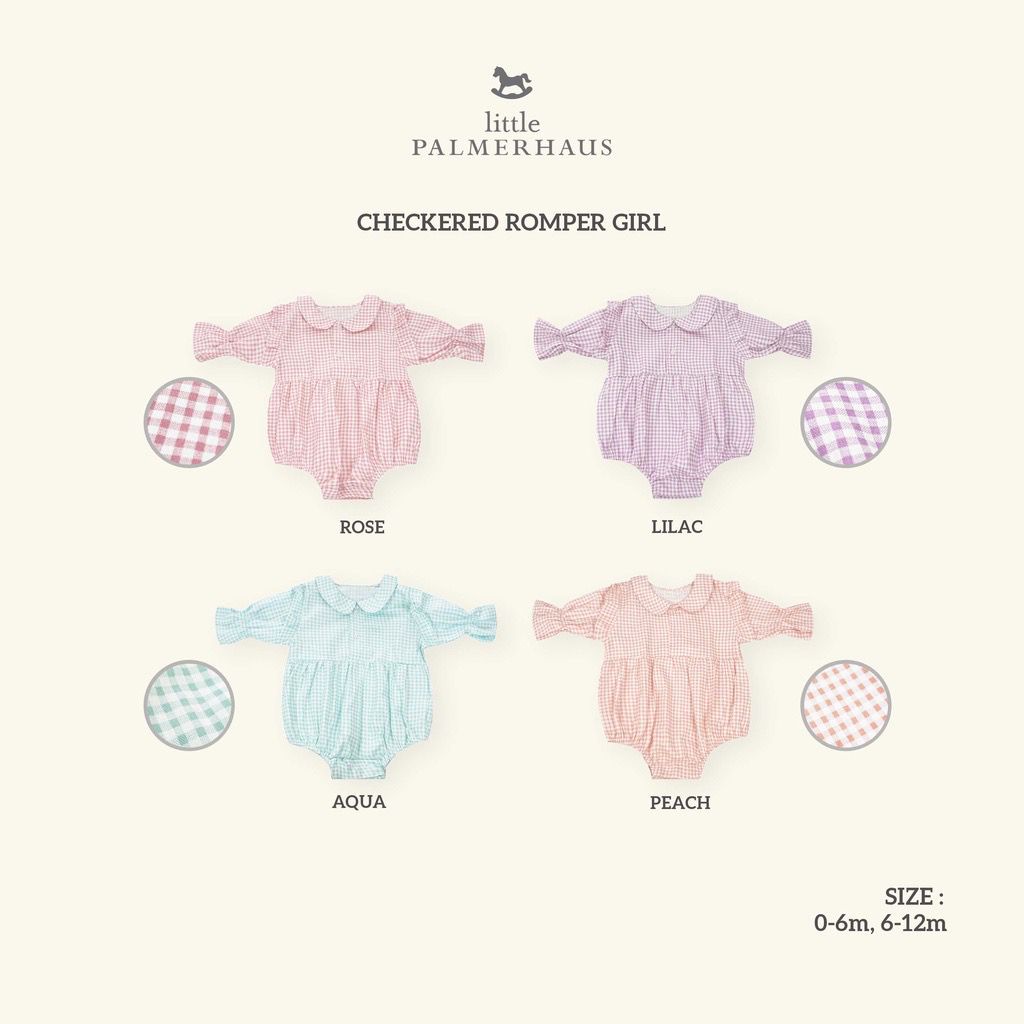 Castle - Little Palmerhaus Checkered Baby Set - Checkered Romper Girl - Jumper Bayi - Baju Bayi Unisex