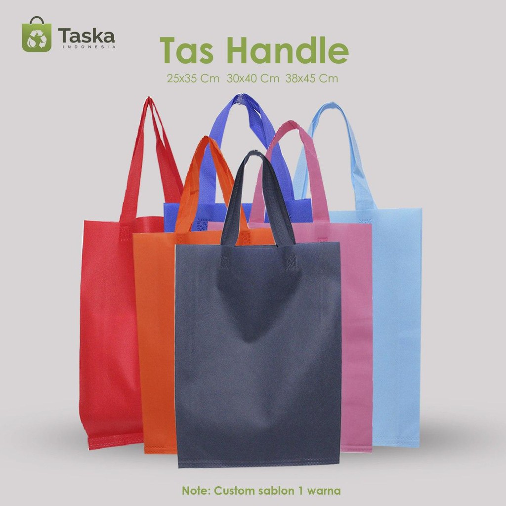 Tas Spunbond Handle 30x40x8 / Goodie Bag / Tas Kantong Kain Polos Hajat Souvenir Tebal