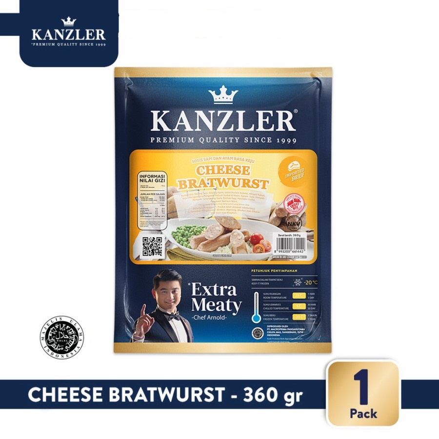 CHEESE BRATWURST KANZLER 360GR SOSIS KEJU