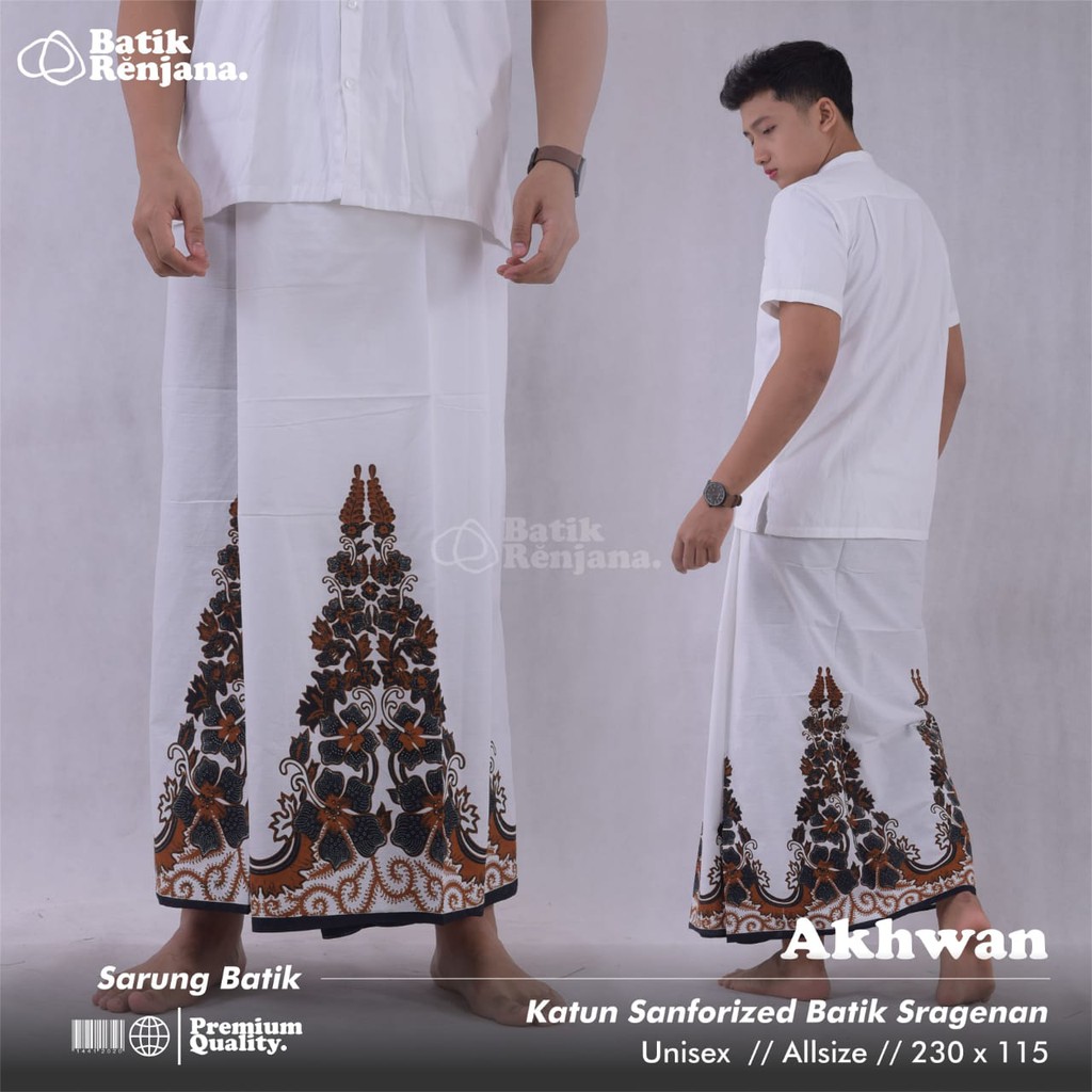 AKHWAN Sarung Batik Pria Cowok Dewasa Premium Motif Batik Lebaran Asli Solo ALL Size RENJANA