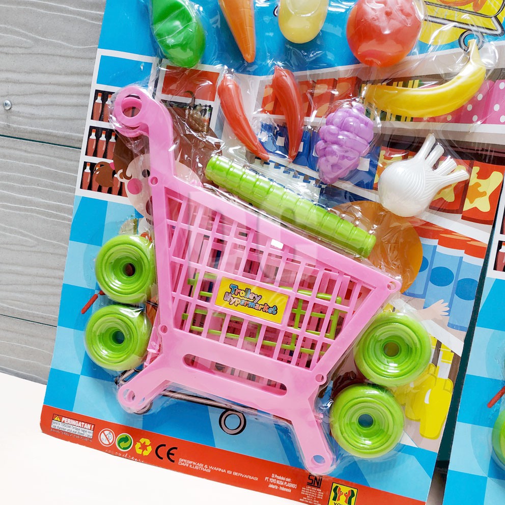 Mainan Anak Mini Mart Trolley | Mainan Keranjang Belanja | Troli Supermarket | Trolly Mainan