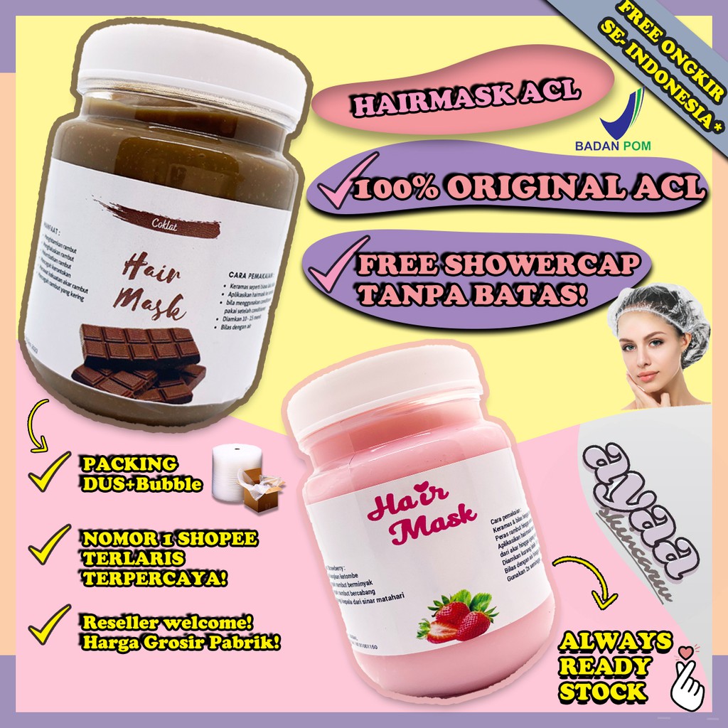 Masker Rambut Hair mask BPOM Ala Salon 200ml | GROSIR | FREE SHOWERCAP | HAIRMASK HALAL