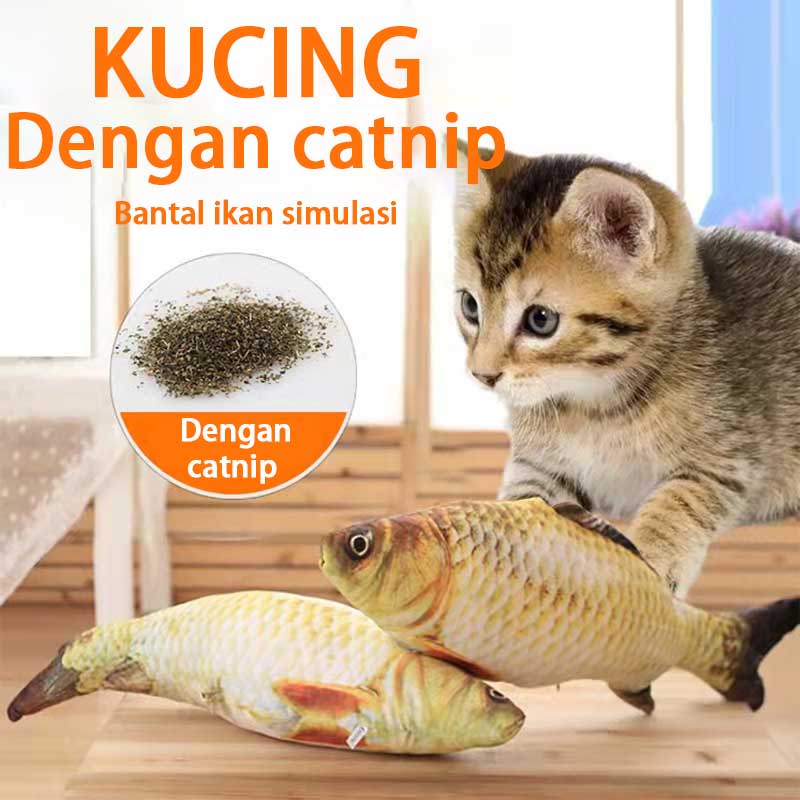 Pet Toy Mainan Kucing Ikan Mainan Hewan Peliharaan Artificial Fish Soft Stuffed Catnip Pet Cat Kitten Chewing Scratch Playing Toy