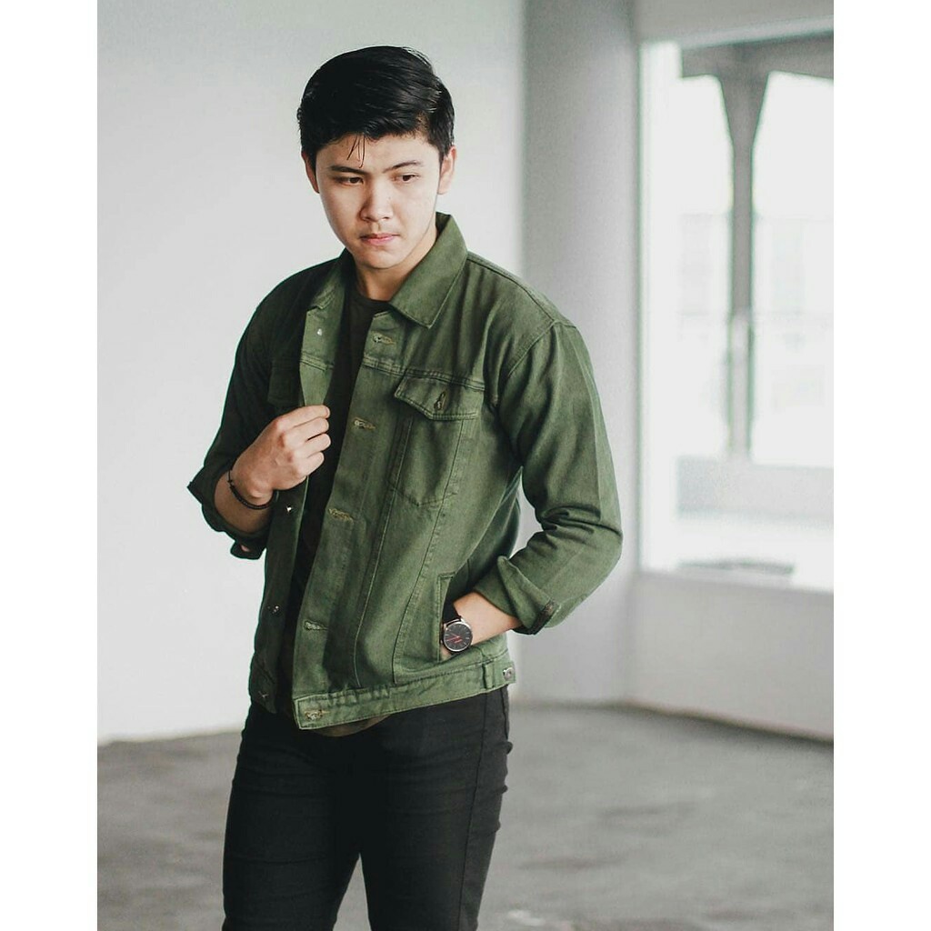 Grosir Jaket Jeans Hijau Army / Jaket Denim Hijau Army