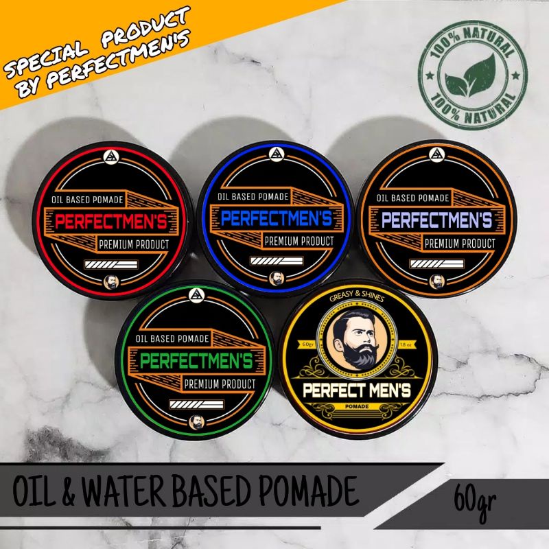 PERFECTMENS OILBASED POMADE 60gr POMADE OIL BASED PELURUS RAMBUT free sisir+sticker BOX PREMIUM POMADE