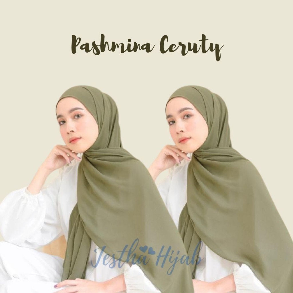 PASHMINA CERUTY PREMIUM 180x75 CM TEPI JAHIT RAPI HIJAB CERUTY PASMINA CERUTTY WARNA PART 1-3