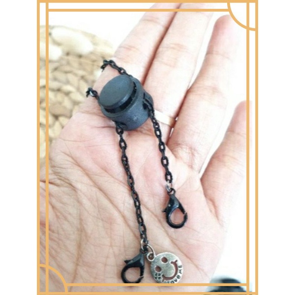 Kalung Masker Rantai Hitam | Kalung Masker Simpel Pria | Strap Mask Chain Lanyard Kalung Masker Pria