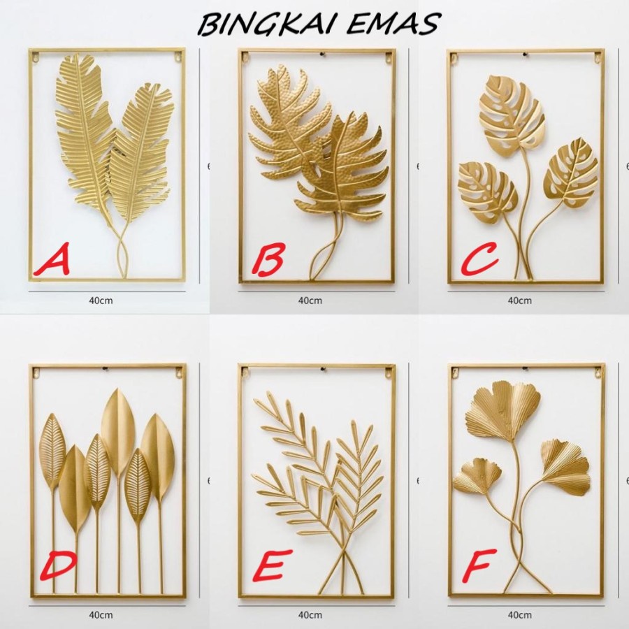 Triple W 60x40 Pajangan Hiasan Gantungan Dinding Daun Emas Wall Decoration