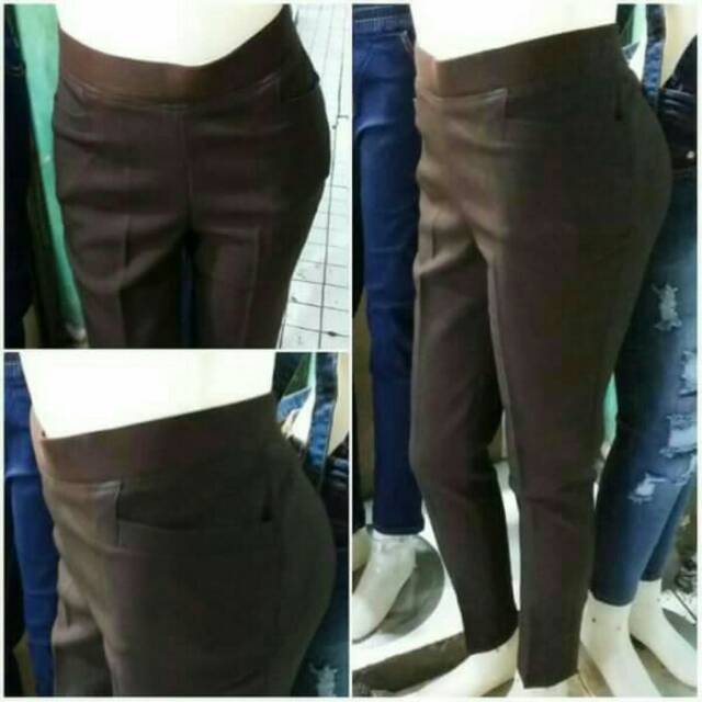 Jual Celana Kerja Resmi Formal Kain Jumbo Wanita Pinggang Karet