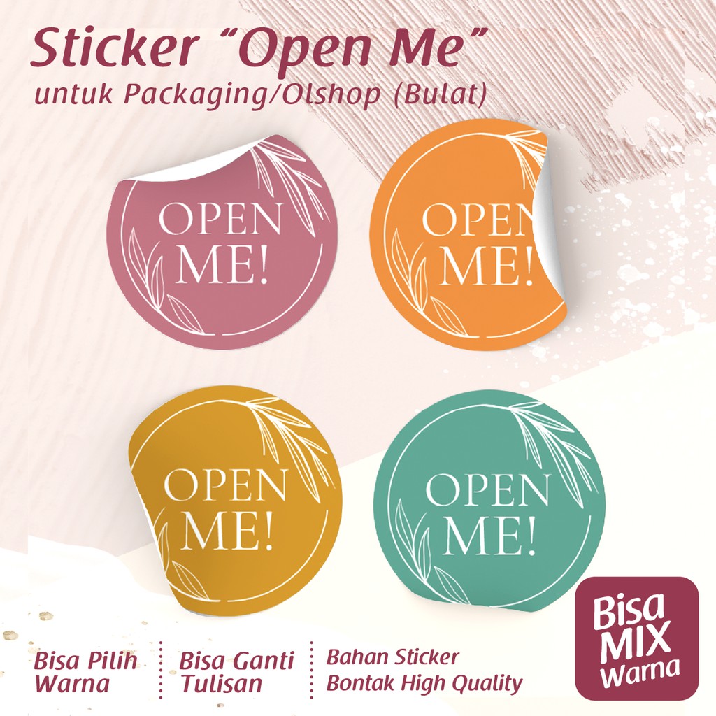 

Stiker Open Me/ Sticker Packaging/ Sticker Bulat/ Sticker Custom/ Sticker Makanan