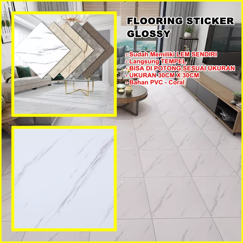 Foam Flooring Stickers Waterproof Anti-slip MARMER GLOSSY / stiker LANTAI KAMAR MANDI DAPUR DLL / Wall Sticker  Foam 30x30