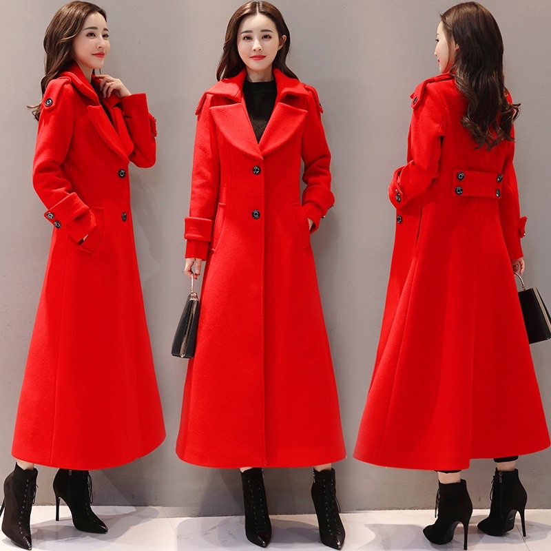 Long coat wool wanita Emily wol jacket mantel import panjang spring autumn winter korean style hangat coklat hitam merah