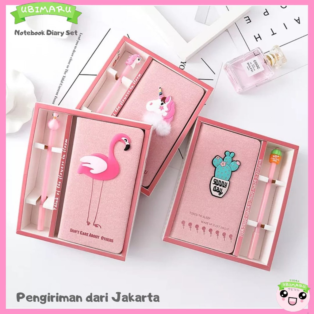 Jual [UBIMARU] 1 SET NOTEBOOK TRAVEL DIARY UNICORN BUKU DIARY
