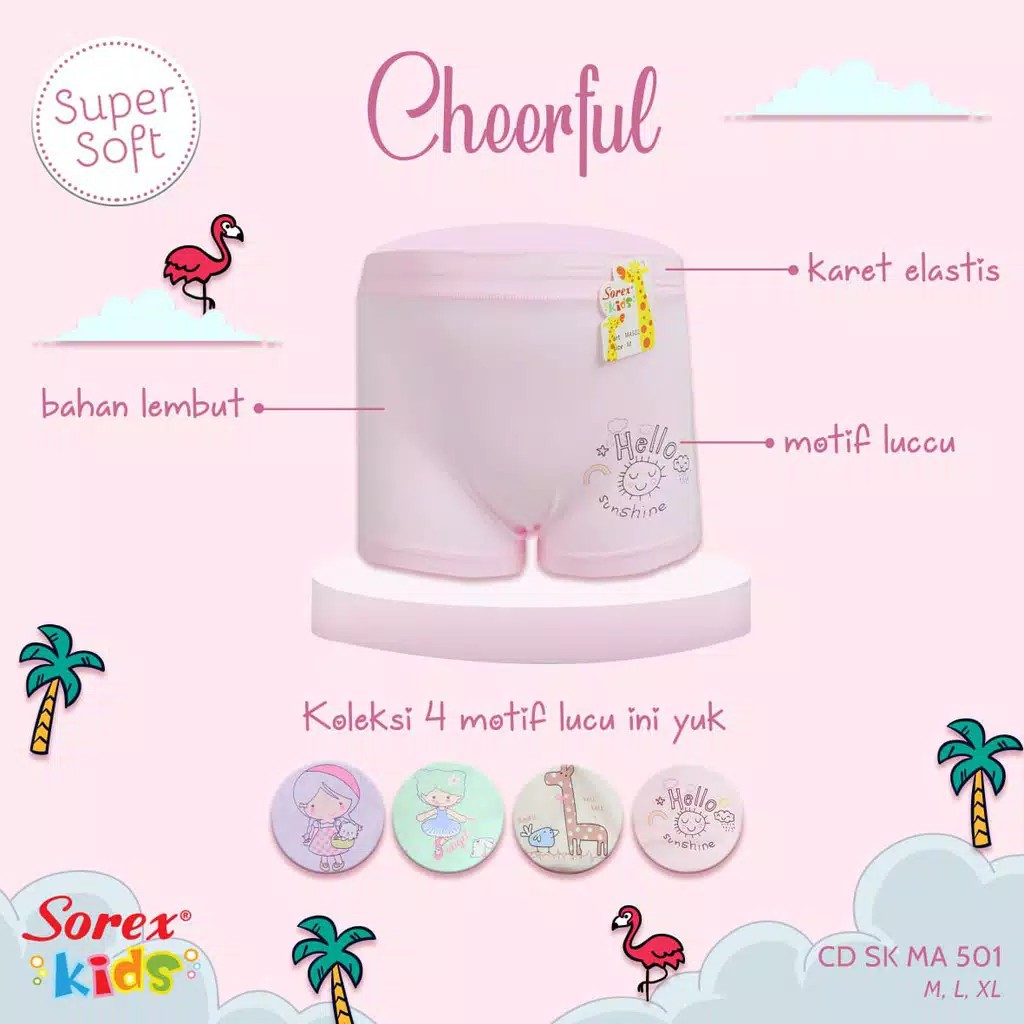 CD BOXER SUPER SOFT ANAK CEWEK SOREX SK HP787, SK MA215, MA501 &amp; MA551 / CELANA DALAM ANAK PEREMPUAN