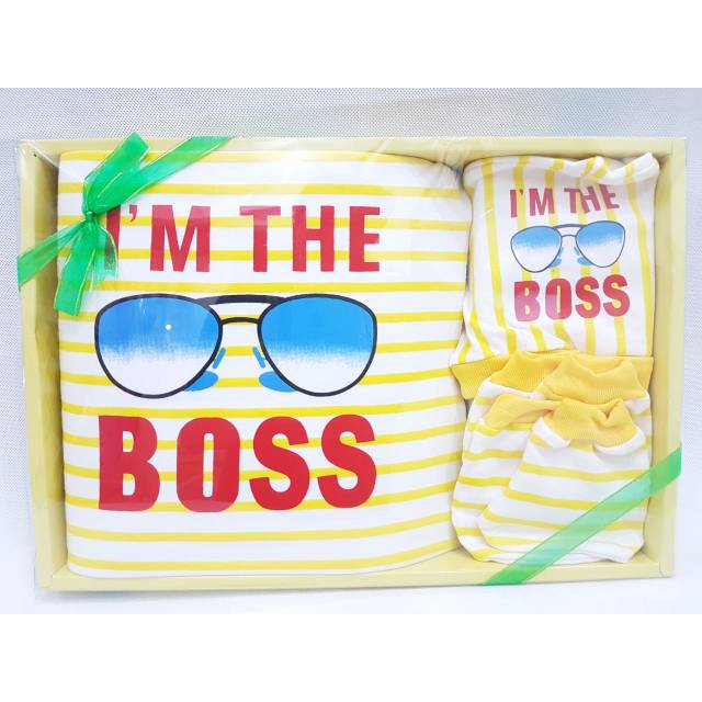 Gift Set New Born Lahiran I'm the Boss   KADO LAHIRAN BAYI BAJU SET  PREMIUM s1