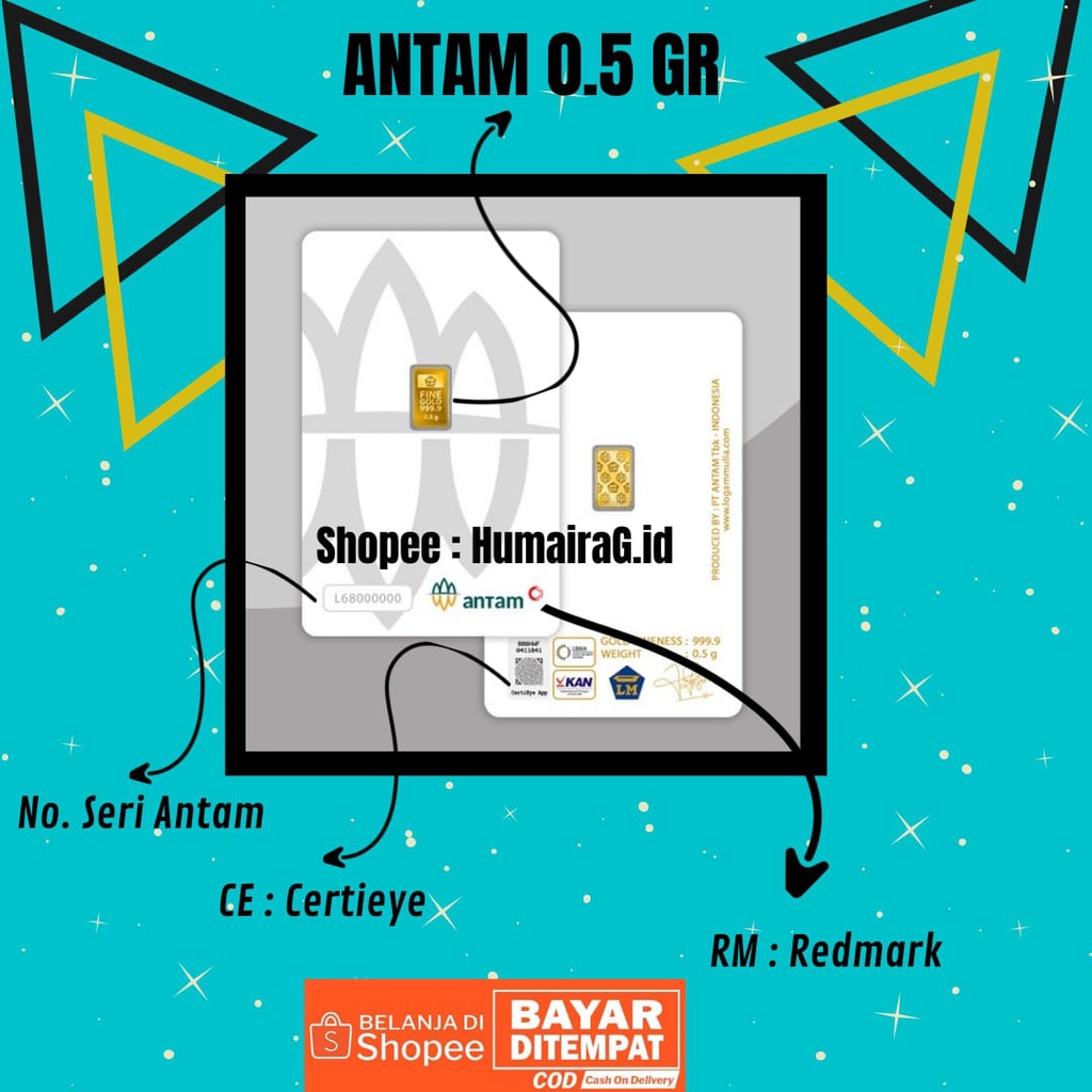 Logam Mulia Antam 0.5 gram Press Certieye Redmark Retro Portrait Classic  Landscape Tidur LM 0,5 gr