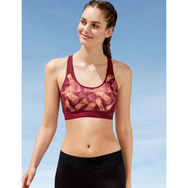 Sports Bra Crivit Medium Support Abstract Print Red