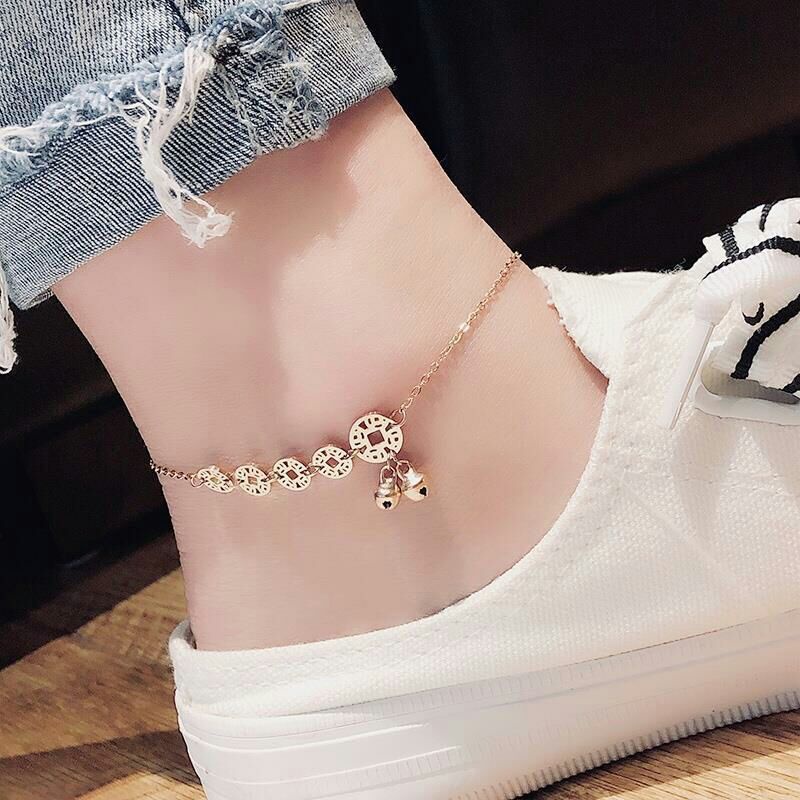 Gelang kaki Hoki Titanium Lapis Emas 18k