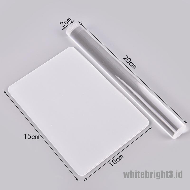 (white3) Rolling Pin Akrilik Polos Untuk Modeling Clay DIY