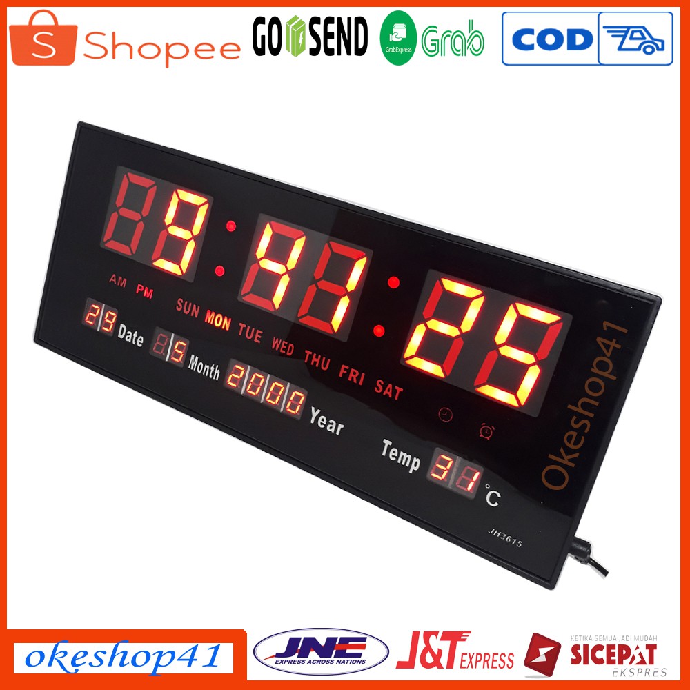 Jam Dinding Digital LED Meja LED Clock 3615 Merah