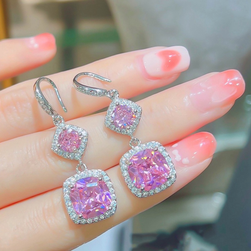 Anting Tusuk Gantung Panjang Minimalis Hias Kristal Cubic Zircon Bulat Untuk Wanita