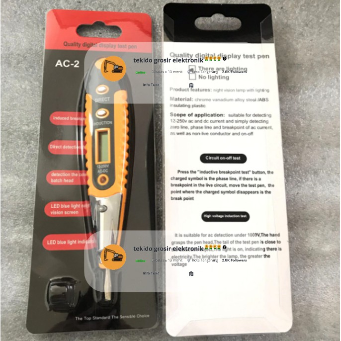 Tespen AC DC LCD Digital Display Voltage Test Pen Voltage Detector AC-2