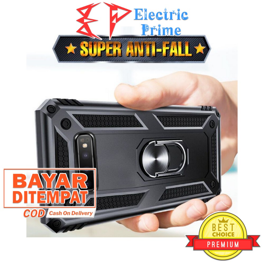 Case Samsung Galaxy S10 Plus Casing Metal Kickstand Stand Car Holder Magnetic Ring