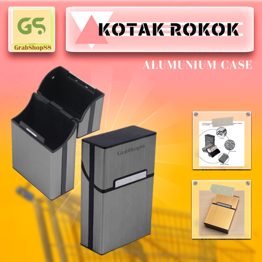 GS8 Tempat Rokok Simple Case Kotak Rokok Keren Tempat Penyimpanan Roko Bungkus Rokok Aluminium