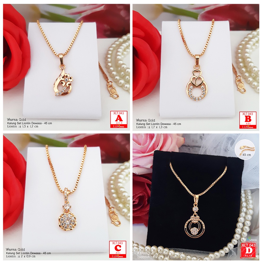 XLT 043 Kalung Set Liontin Mata Zirkon Perhiasan Lapis Emas 18K Aksesoris Xuping Panjang Luxx Xuping