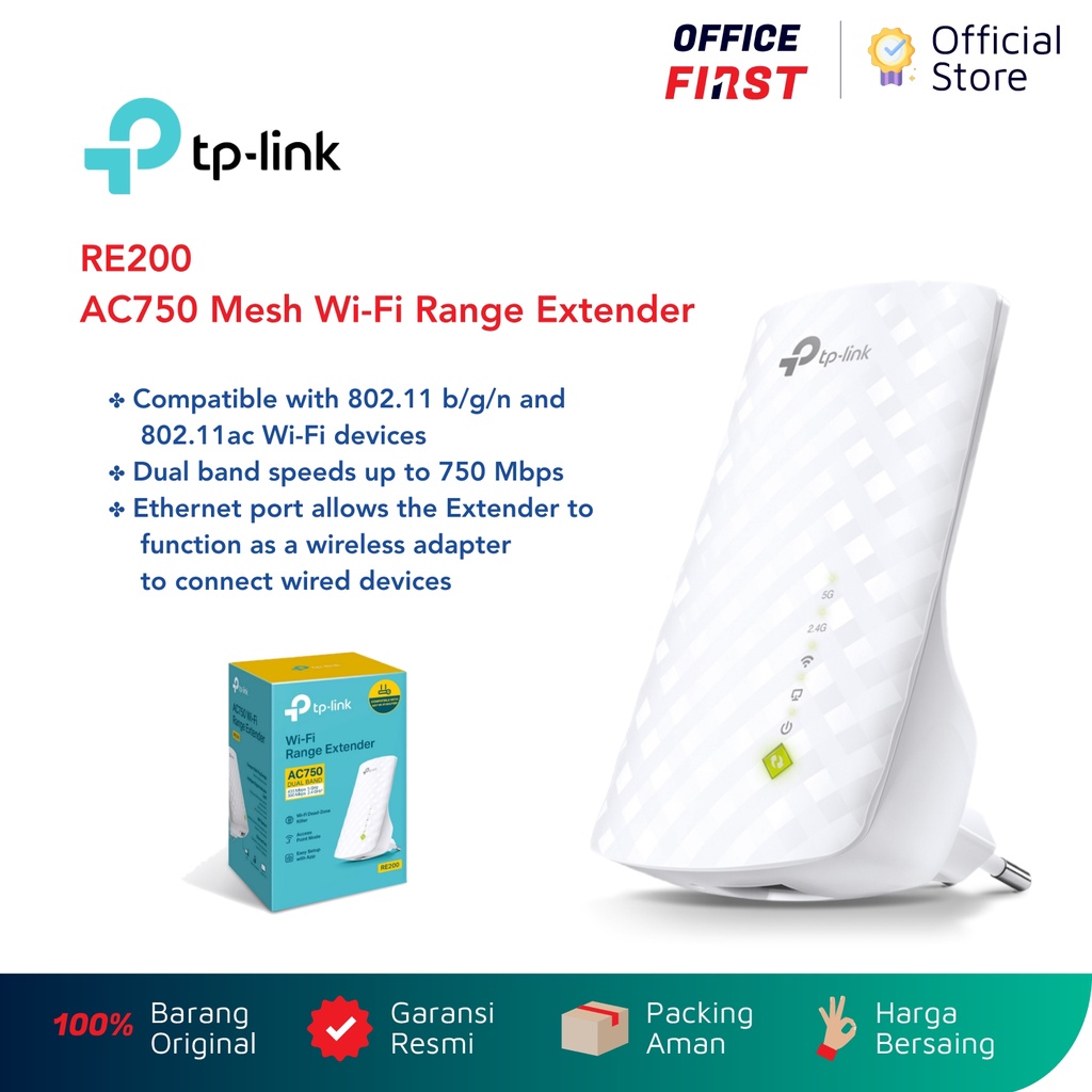 TP-Link RE200 AC750 Mesh WiFi Range Extender TP Link Archer Ethernet