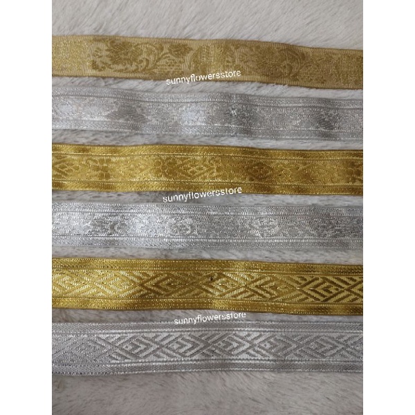 PITA GAMIS MOTIF GOLD /SILVER LEBAR 4 CM