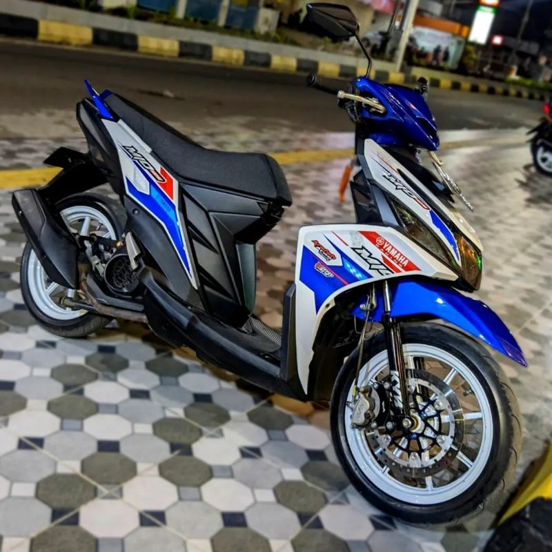 DECAL STIKER MOTOR MIO M3 BIRU PUTIH SIMPLE KERENN