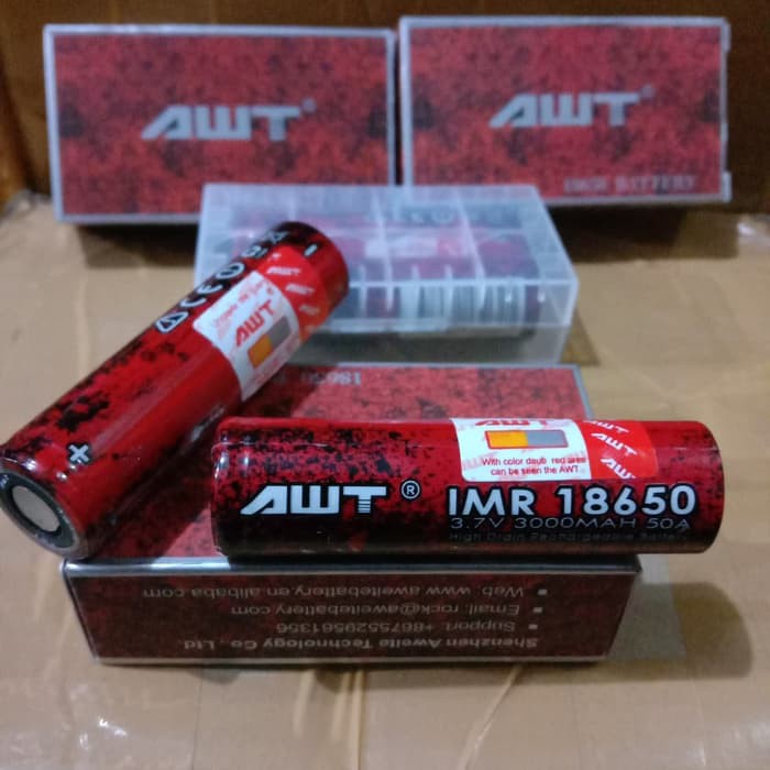 Cod new elektronik AWT RAINBOW 3000mAh 40A Battery AWT Pelangi Baterai 18650