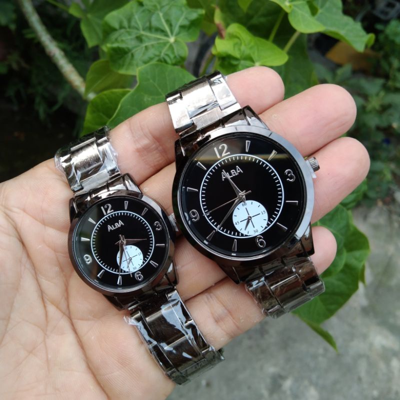 jam tangan couple free box kancing